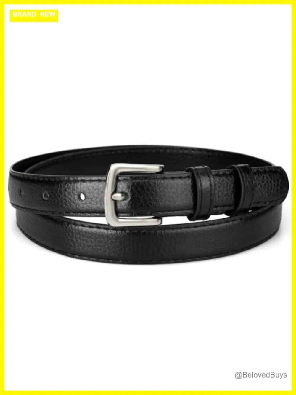 Faux Leather Skinny Belt for Women, Classic Alloy Buckle Waist Belt for Jeans &